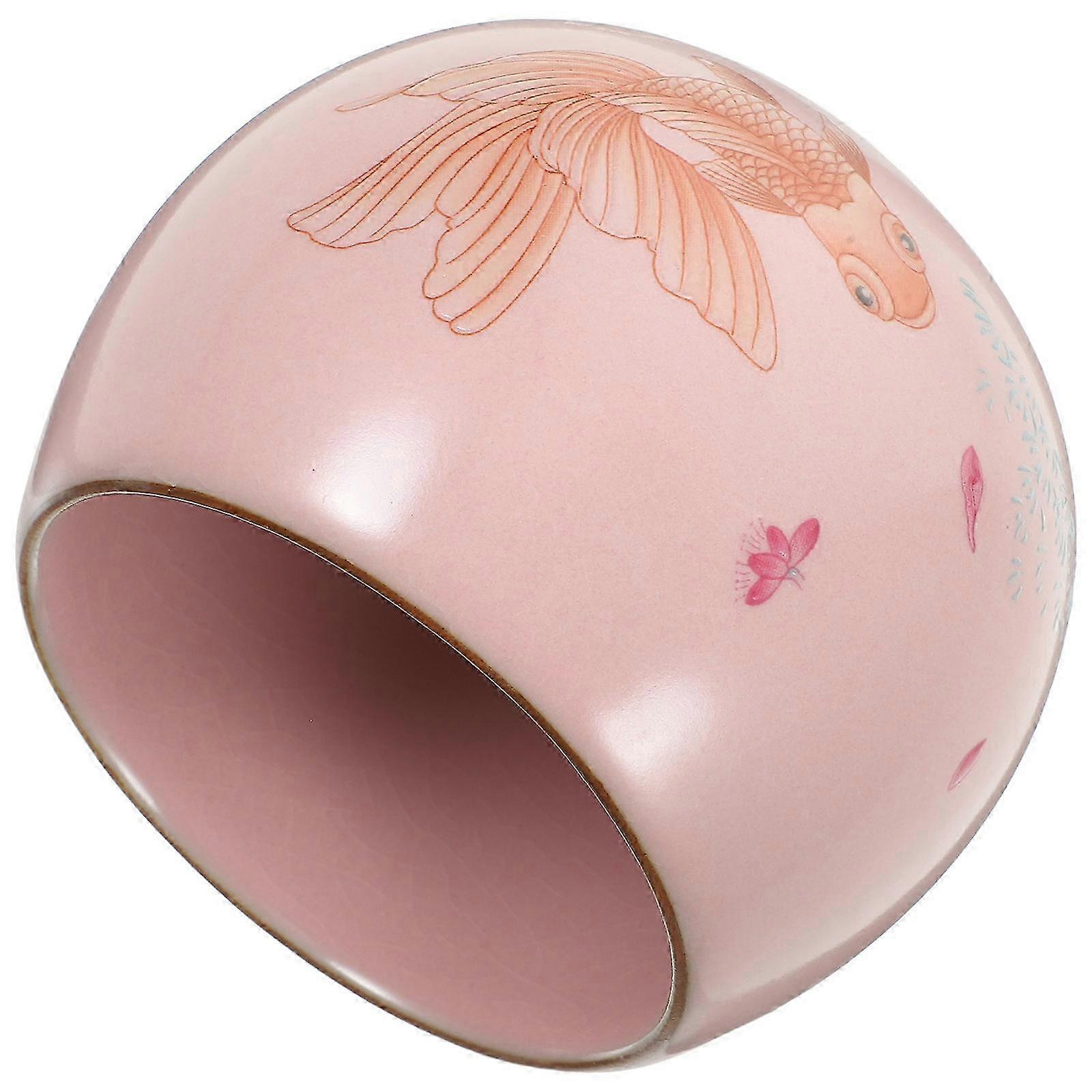 Household Ceramic Tea Cup for Drinking 3Pcs Pink Pattern Tea Cups