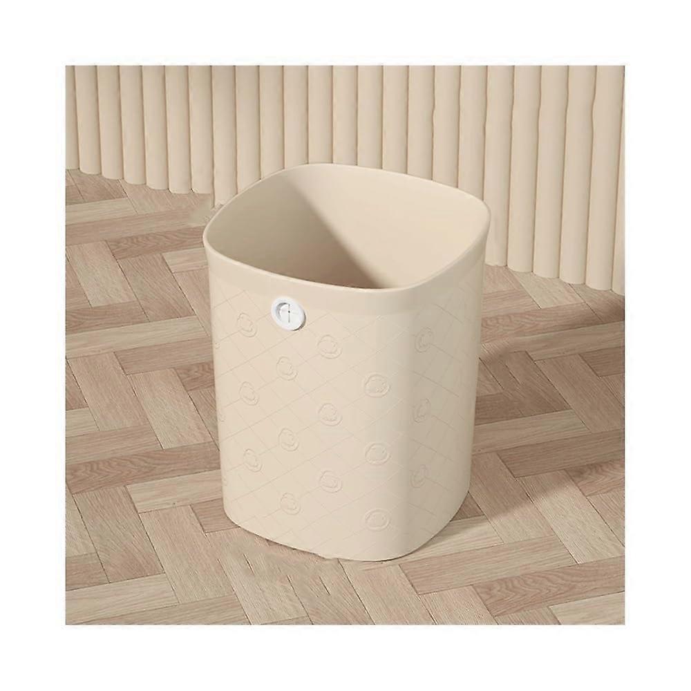 Small Beige Plastic Square Trash Can Without Lid for Kitchen Office, Large Capacity Waste Bin