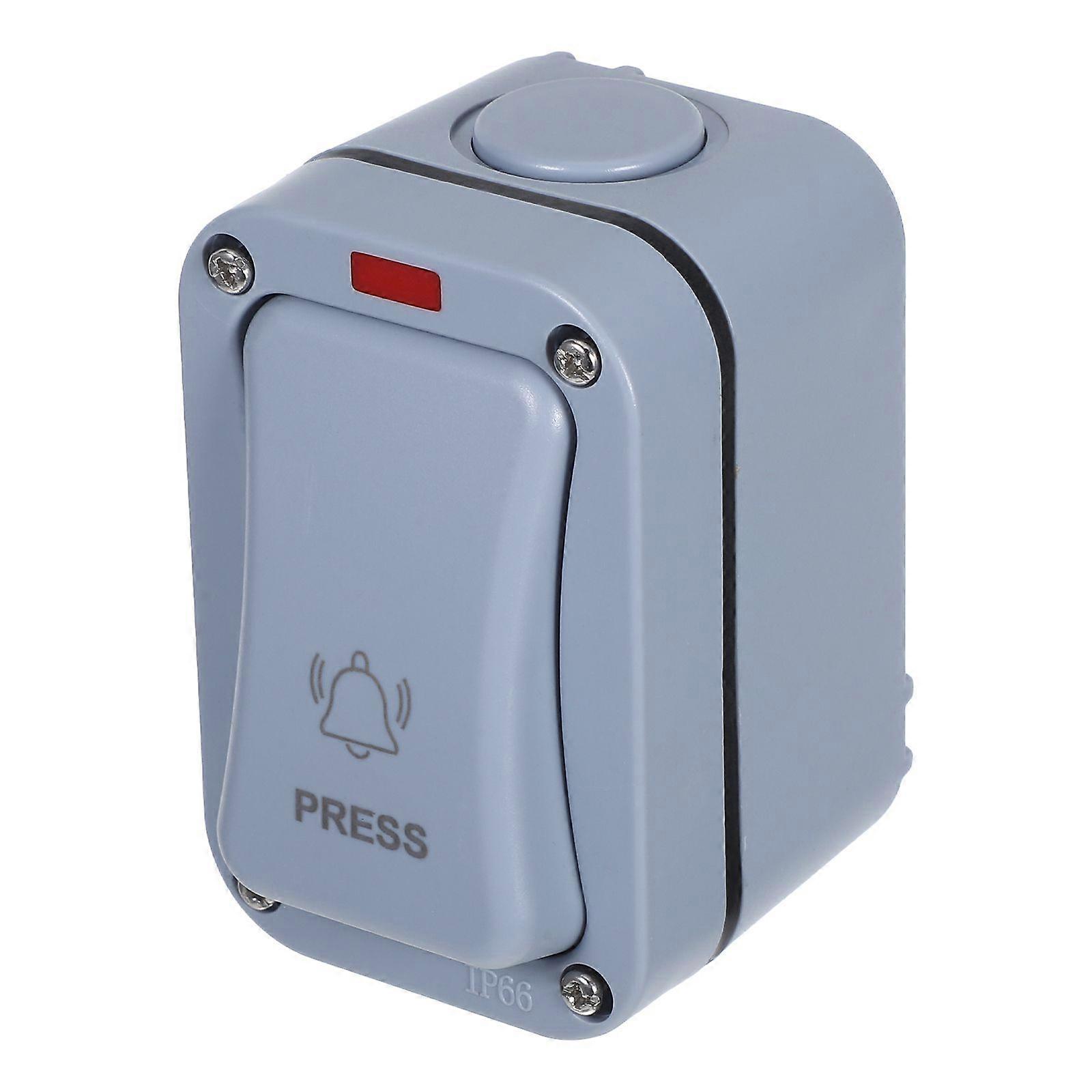 Plastic Doorbell Push Button Waterproof Outdoor Rectangular Door Bell Switch Garage With Warning Led Light For Transformer Ringer Buzzer Courtyard War