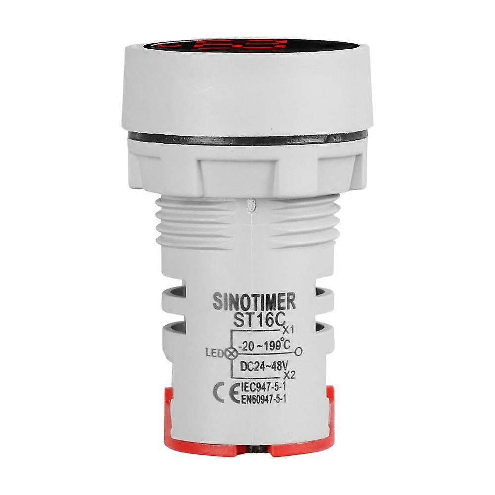 22mm Mini Round Thermometer Input Voltage DC 5V 12V 24V 48V Digital Temperature Meter Indicator -20/120/C with 1m Sensor