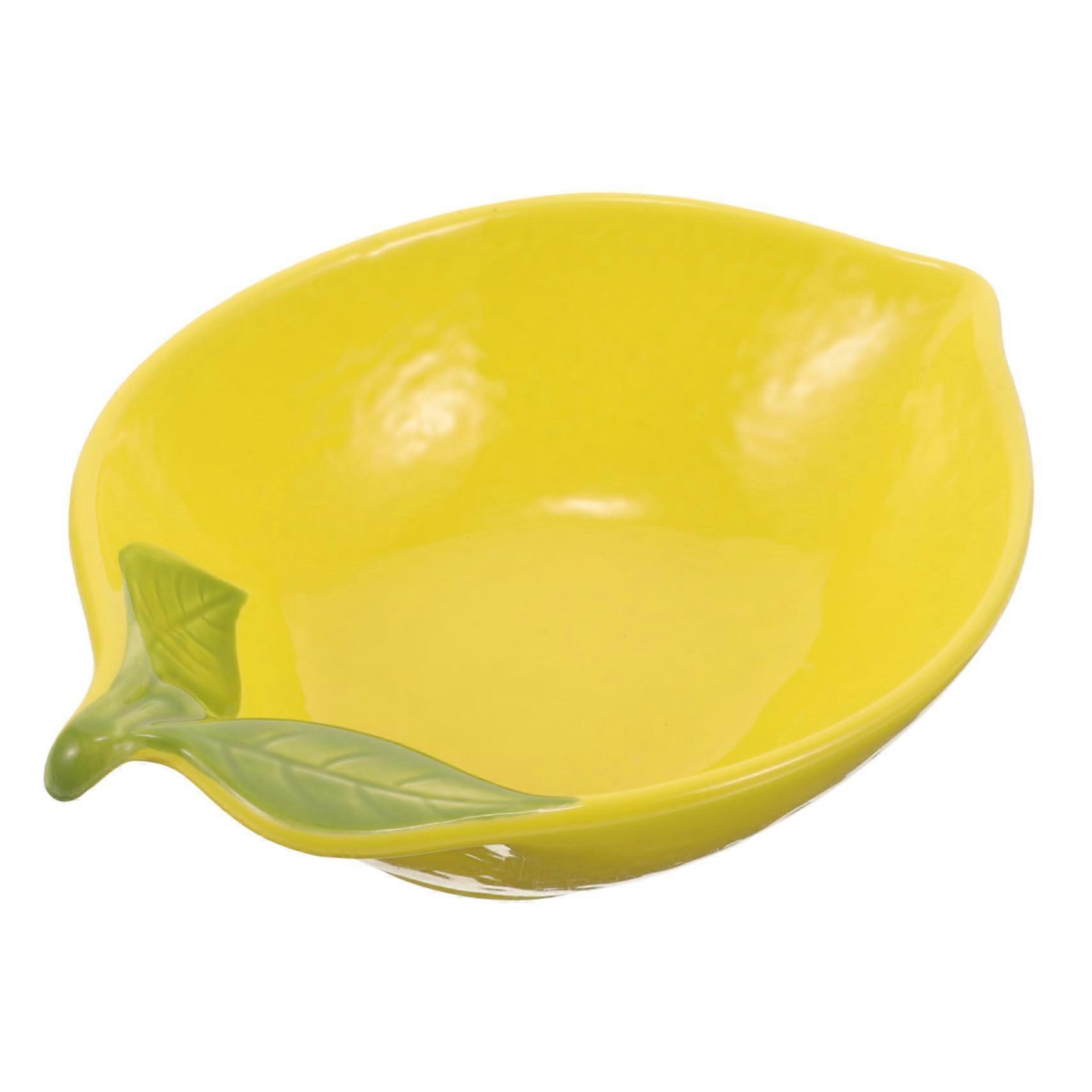 Ceramic Fruit Bowl Lemon Shaped Decorative Serving Dish for Salad Dessert Kitchen Dining Decor