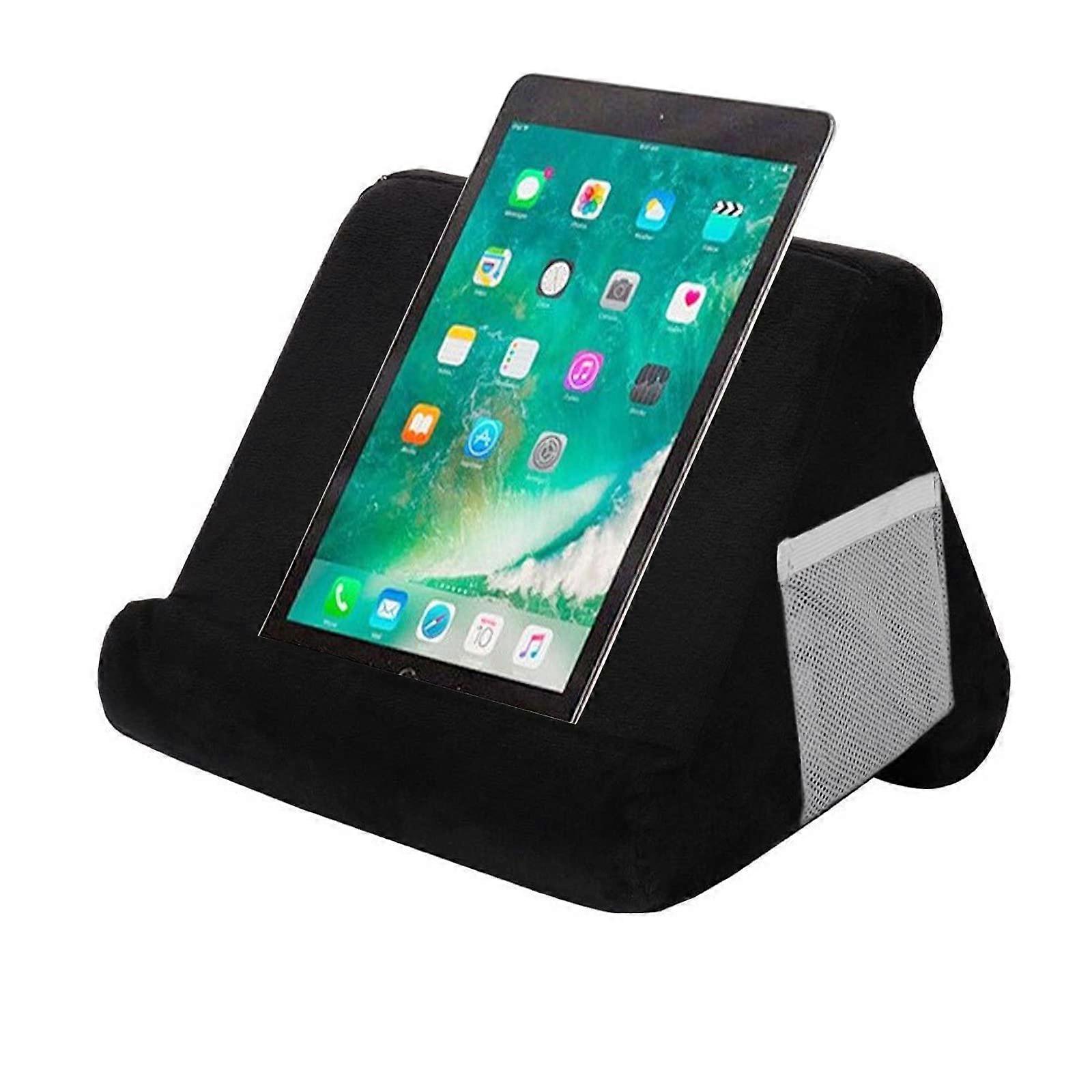 Tablet Pillow Stand for iPad, MultiAngle Soft Cushion Holder for Bed and Sofa, Black