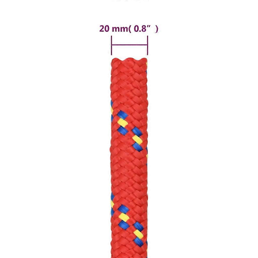 vidaXL Boottouw 20 mm 100 m polypropyleen rood