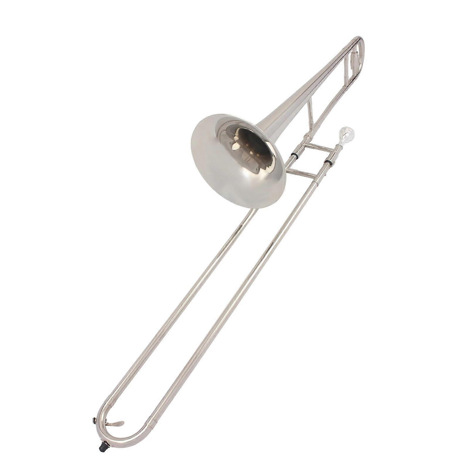 Silver Alto Trombone Bb Brass for Beginners Easy Play Lightweight Durable Finish