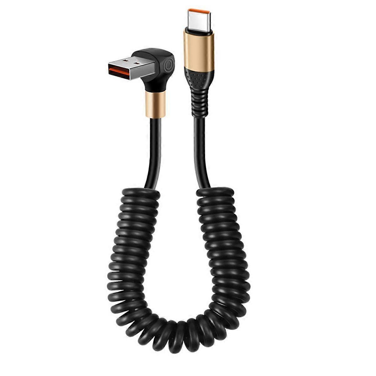 90 Degree Spring USB Type C Cable 6A Fast Charging Type-C Cord for 15 16 USB C Cable