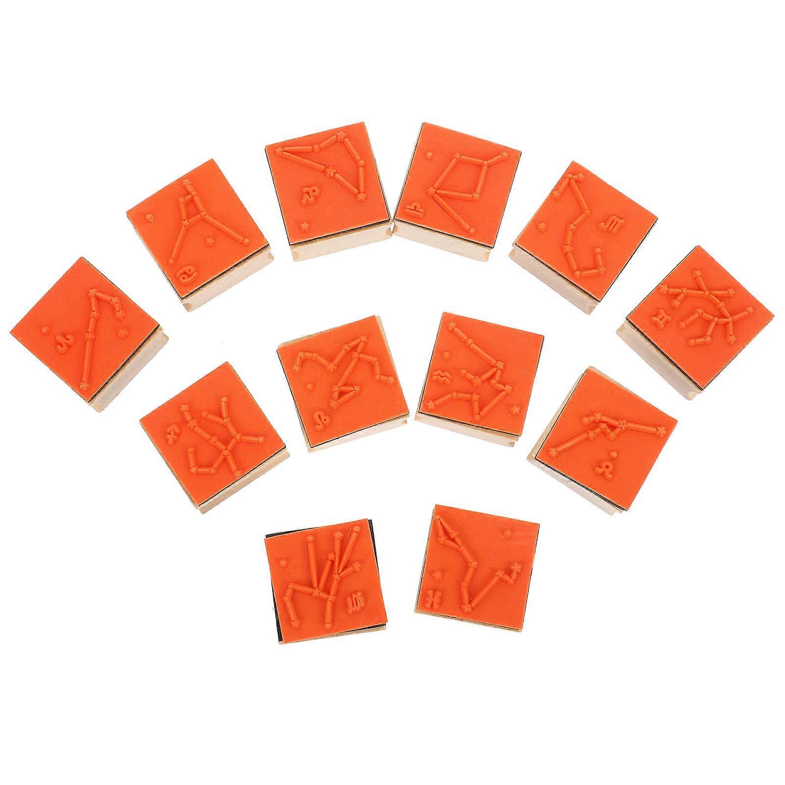 DIY Constellation Stamp 12Pcs Small Wooden Stamps for Crafting