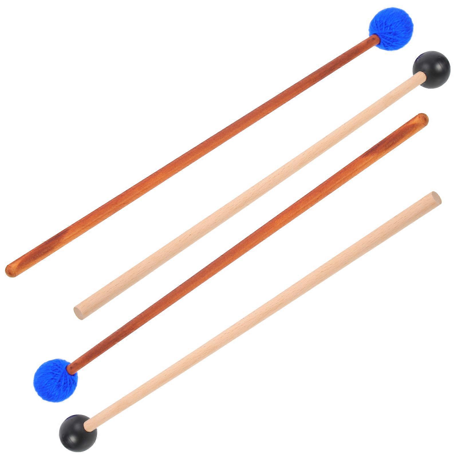 Marimba Mallets Rubber Percussion Sticks for Drums 2Pairs Assorted Colors