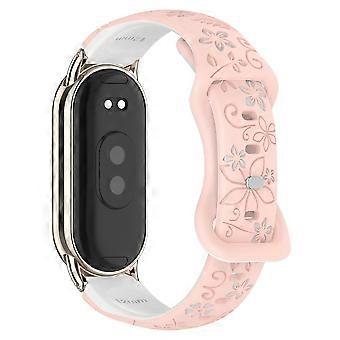 Lemonda Ersatzarmband aus geprägtem Silikon in zwei Farben für Xiaomi Smart Band 9 8 – Pink + Weiß