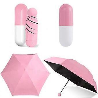 5 Fold Mini Small Pocket Capsule Umbrella Foldable Compact Pocket Umbrella with Cute Capsule Case-wfx