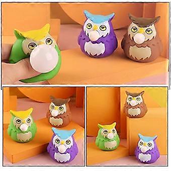 3pcs Simulation Owl Squeeze Toys Hand Relaxing Toys Food Play Toys Lifelike Owl
