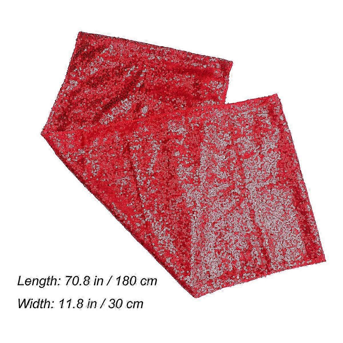 Sequin Table Runner Elegant Tablecloth for Party Supplies Red