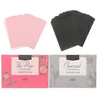 2 Packs Super Absorbent Facial Blotting Paper Oil Absorbing Sheets for Men Women (Green Tea and Bamboo Charcoal)