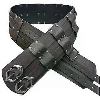 Leather Double Wide Wrap Belt Vikings Celtic Men Medieval Renaissance Accessory Broad Buckle Costume Larp Gladiator Waist