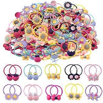 80pcs (40 Pairs) Mix Colors Girl's Elastic Hair Ties Soft Rubber Bands Hair Bands Holders Pigtails Hair Accessories For Girls Infants Toddlers Kids Te