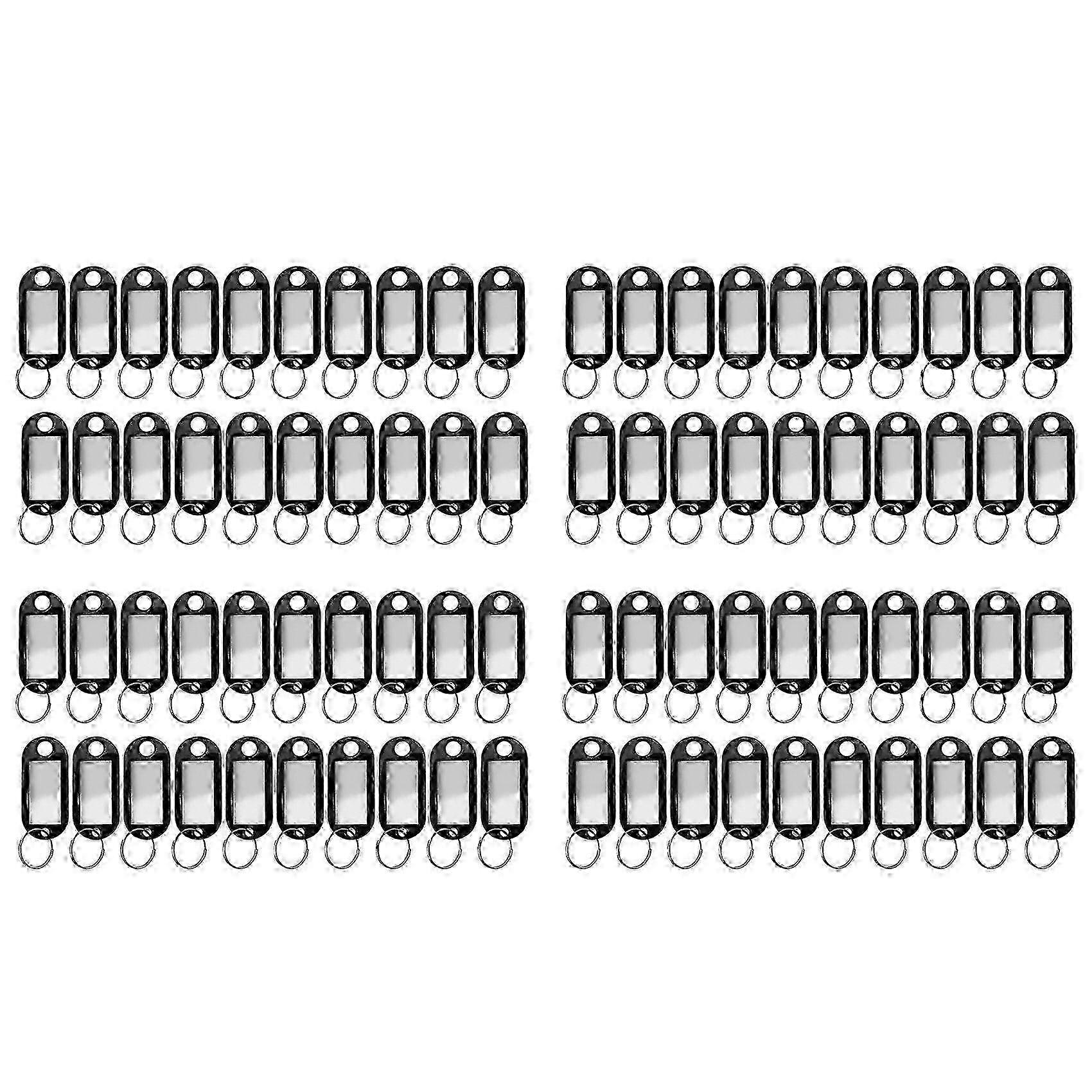 80 Pcs Assorted Key ID Label Tags Split Ring Keyring Keychain (Black)