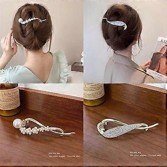 4 stuks haarclips, pareldecoratie, bananenclip, Franse stijl, gedraaide haarspeld, antislip haarklemmen, haaraccessoires.