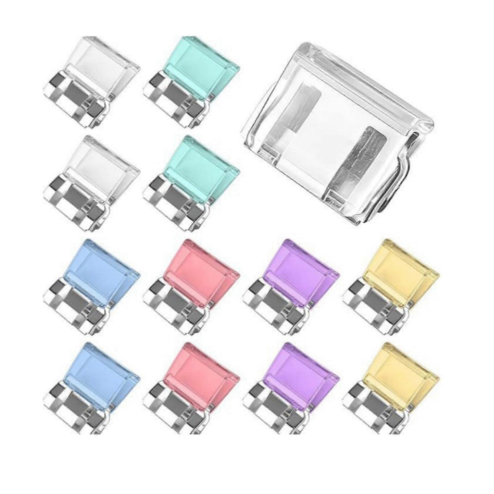 24 Pieces Metal Clothes Clip Compact Transparent Head Fastener Flat Rectangular