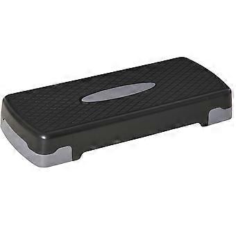 HOMCOM Stepper Aerobic Stepper 2-Level Height Adjustable 10-15cm, Non-Slip Fitness Stepper, Mini Stepper for Home Office, Black+Grey