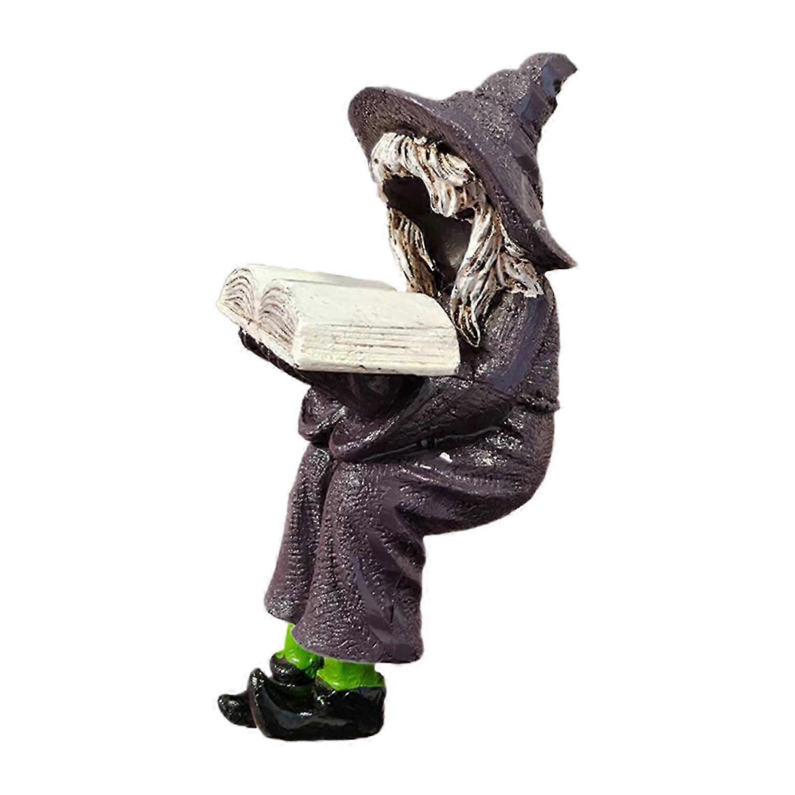 Spooky Reading Witch Resin Statue