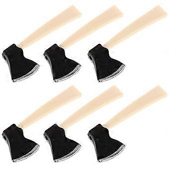 Miniature Dollhouse Axes, 6Pcs, Alloy Material, Multi Color, Realistic Design, Imaginative Play, Compact Portable, Dollhouse Decoration
