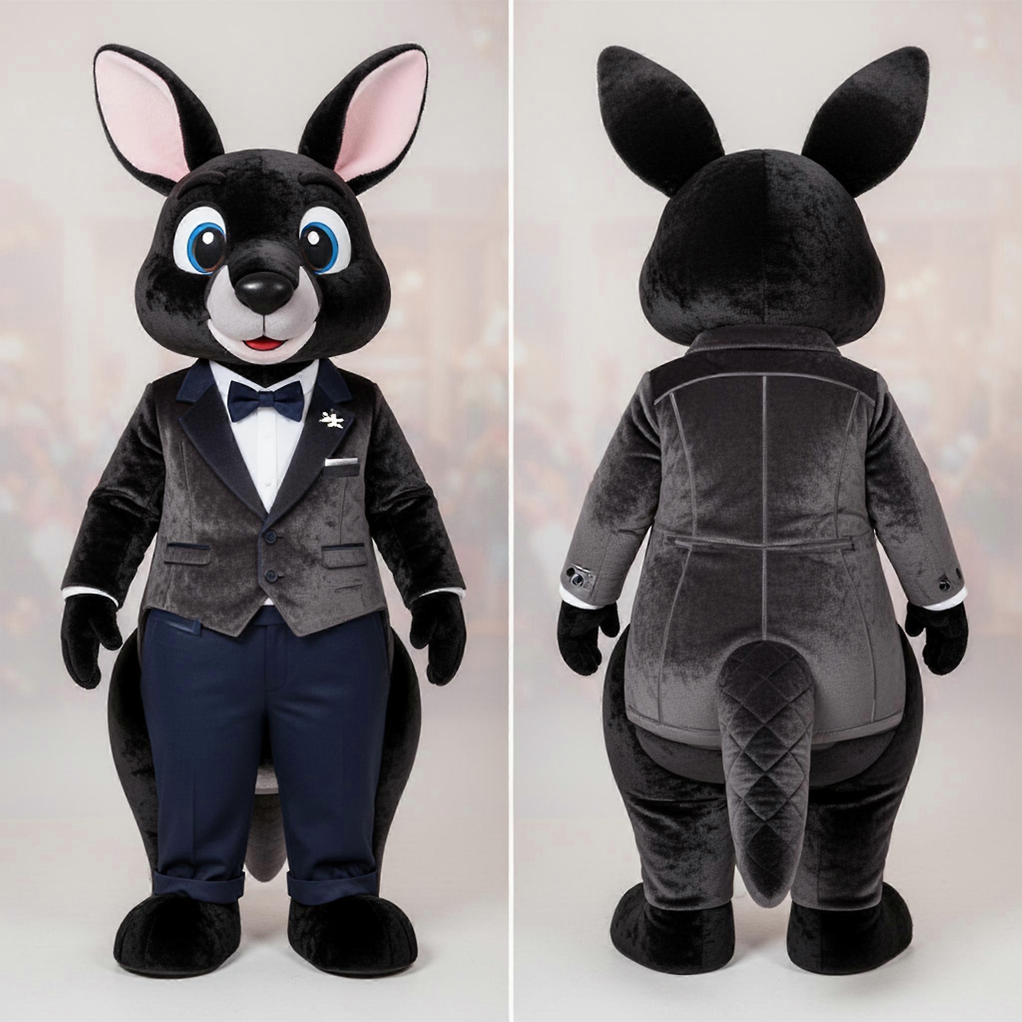 MASTICOT Charcoal Velvety Kangaroo Mascot