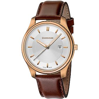 Wenger city classic Swiss Quartz Analog Man Watch with Cowskin Bracelet 01.1441.107