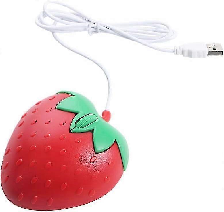3D Strawberry Shape USB Wired Mouse Portable Mini 800DPI Optical Mouse Cartoon Computer Mouse