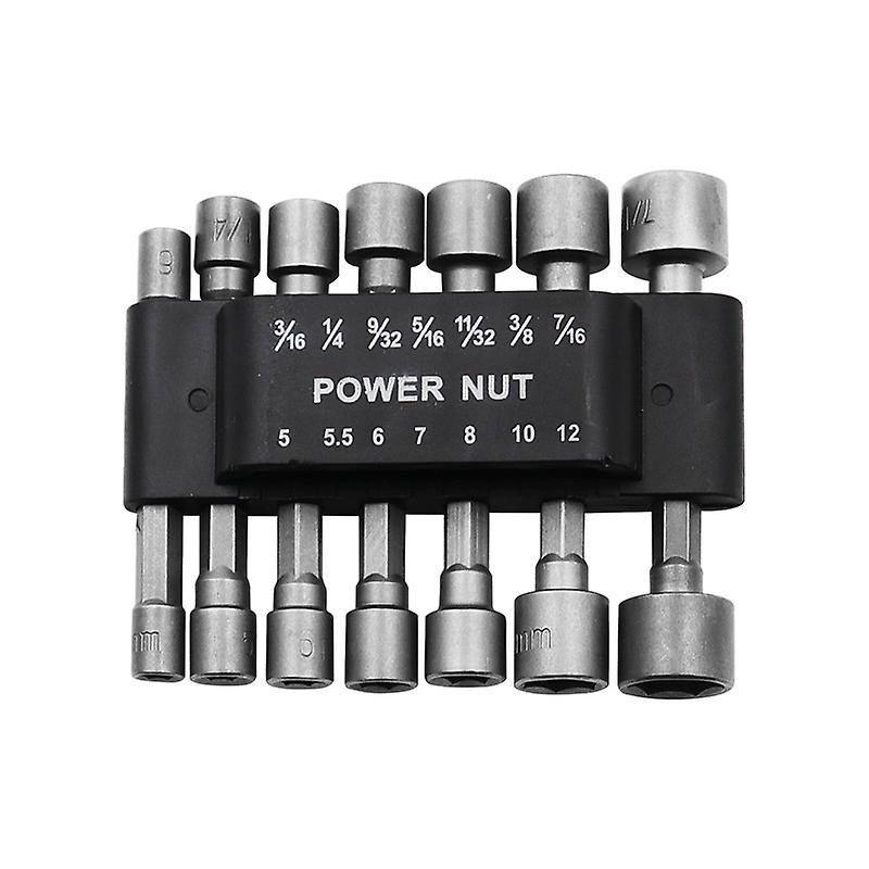 Nut Driver Bit Set Adapter Metric Socket For Wrench Screw Hex Handle Screwdriver Set (silver) (14pcs)
