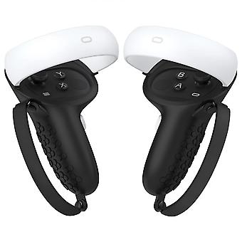 1 Pair Controller Grip Cover For Oculus Quest 2 Silicone Protective Cover Anti-Throw Handle Sleeve Adjustable Strap Console Grip