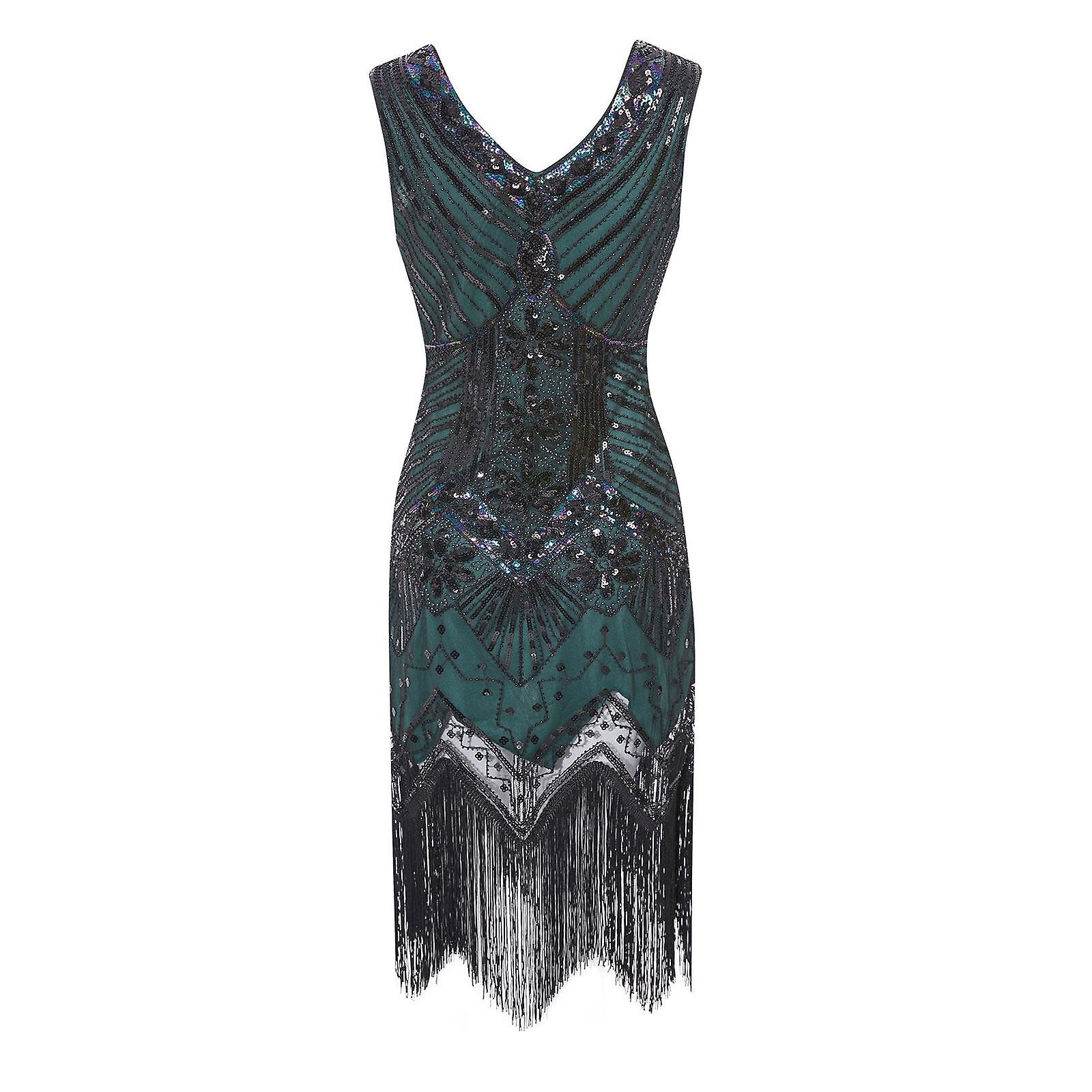 s-2xl Women Fancy Dress Retro 1920s Style Flapper Dress Sequin