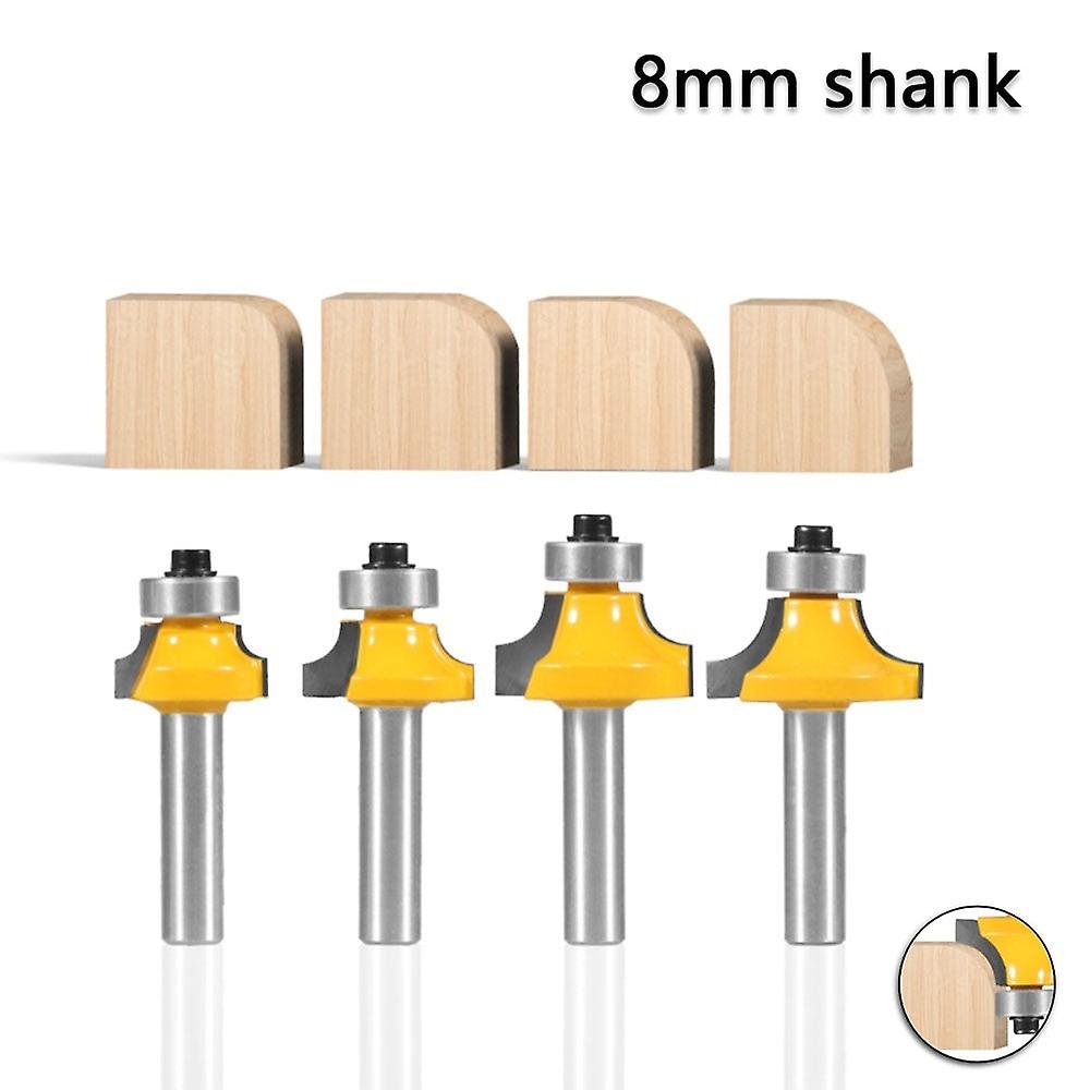 4Pcs 8mm Shank Corner Round Router Bit For Wood Edging Woodworking Mill Classical Cutter Bit For Wood
