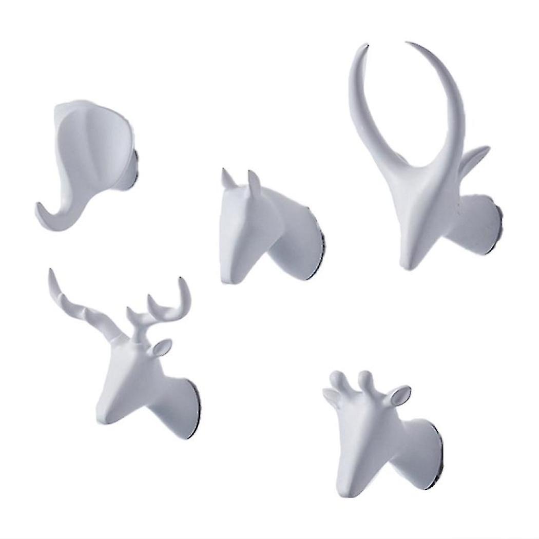 Resin Animal Head Hook, Children's Room Clothes Hook, White