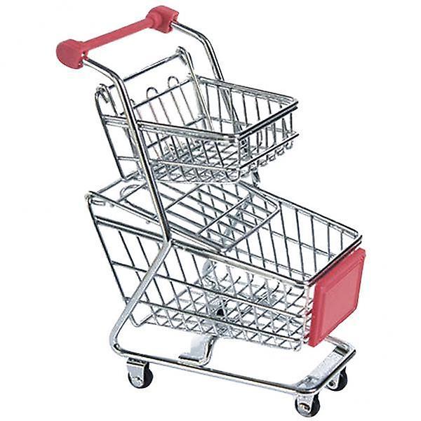 5xMiniダブルティアショッピングカートトロリーおもちゃレッド
