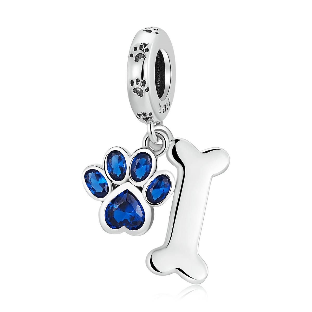 S925 Sterling Silver Dog Paw Bone Pendant