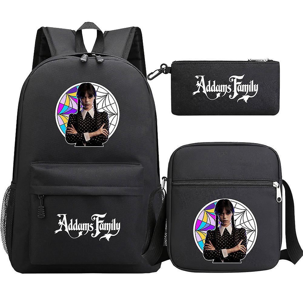 Wednesday Addams Backpacks Σετ των 3 - Mochila School Bag για Μαθητές, Αγόρια, Κορίτσια - Casual Travel Backpack για Εφήβους, Άνδρες, Γυναίκες - Rucksack
