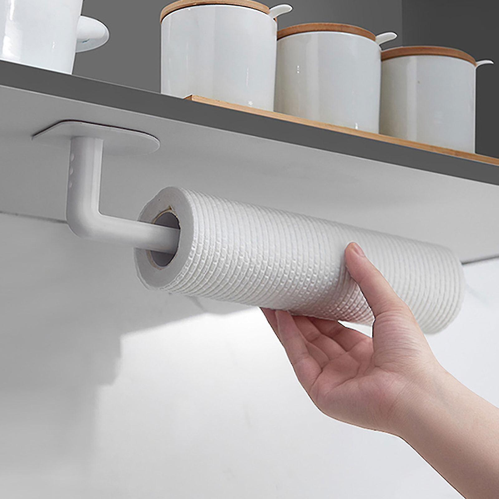 Towel Rack Kitchen Wall Mounted Space Saving Paper Roll Holder Under