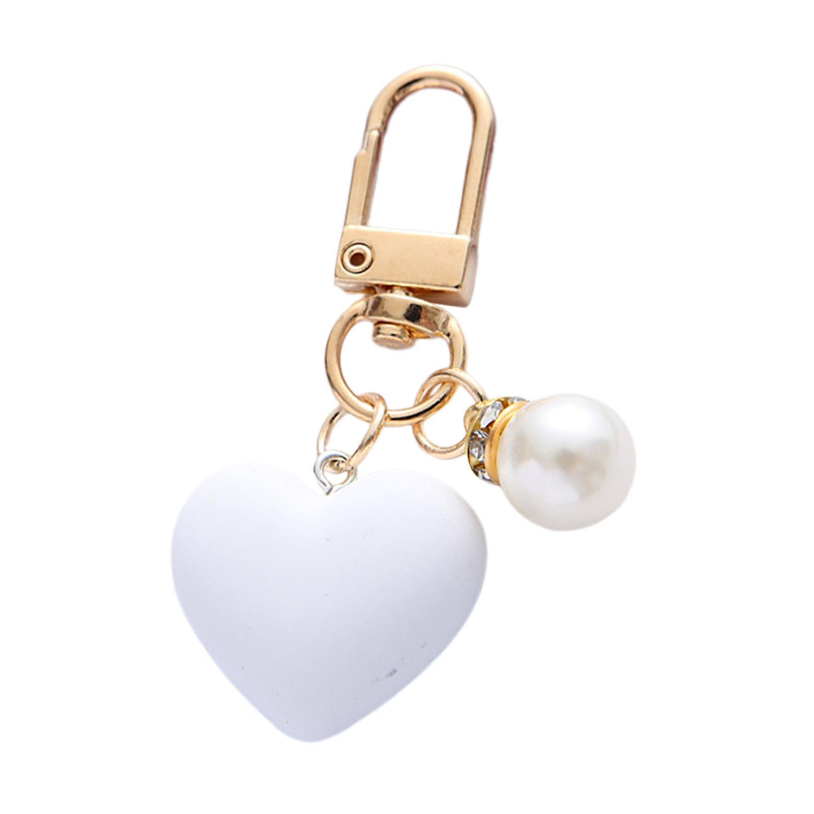 Heart Keyring Keychain Creative Gift for Key Backpack Handbag Decor Key Ring White
