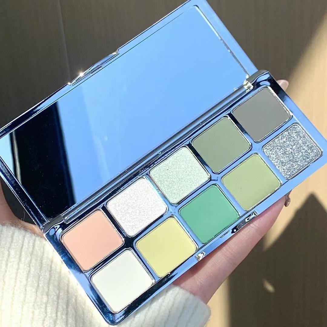New Fantasy Color Ten Color Eyeshadow Palette Low Saturation Black Blue Matte Green Eyeshadow Pearlescent Sequins