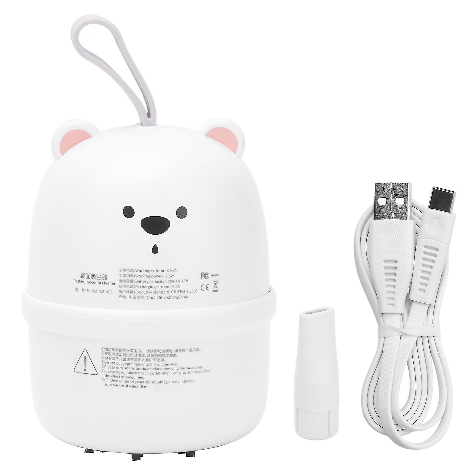 Compact USB-Powered Desktop Vacuum for Kids - White Bear Theme
