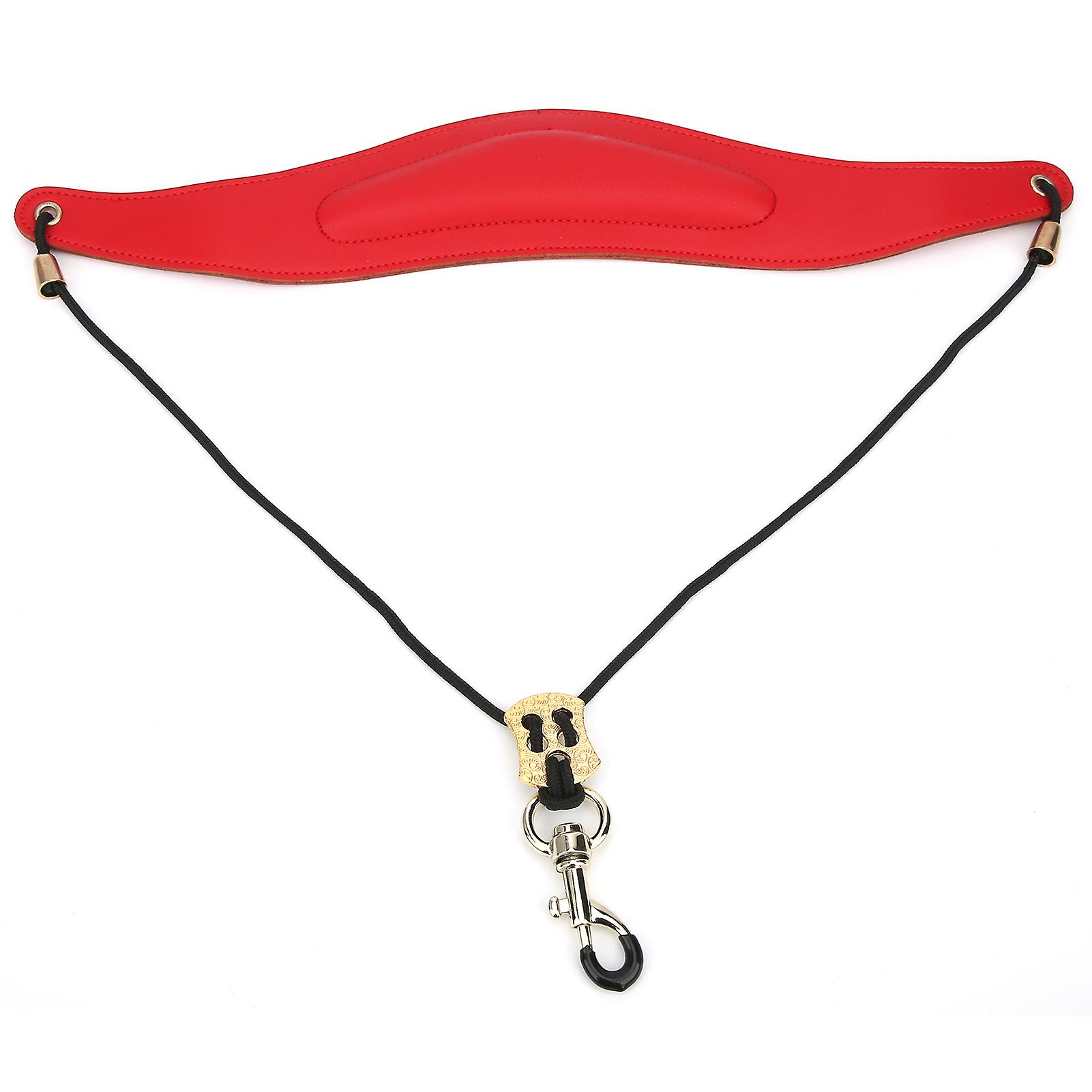 Adjustable Saxophone Strap with Cotton and Artificial Leather Shoulder Pad, Comfortable Musical Instrument Accessory, Red