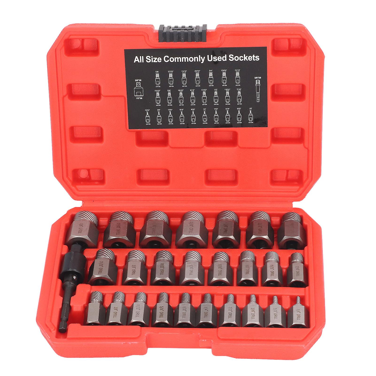 27Pcs Screw Extractor Hex Broken Screw Remover Tool Set Kit for Repair Maintenance