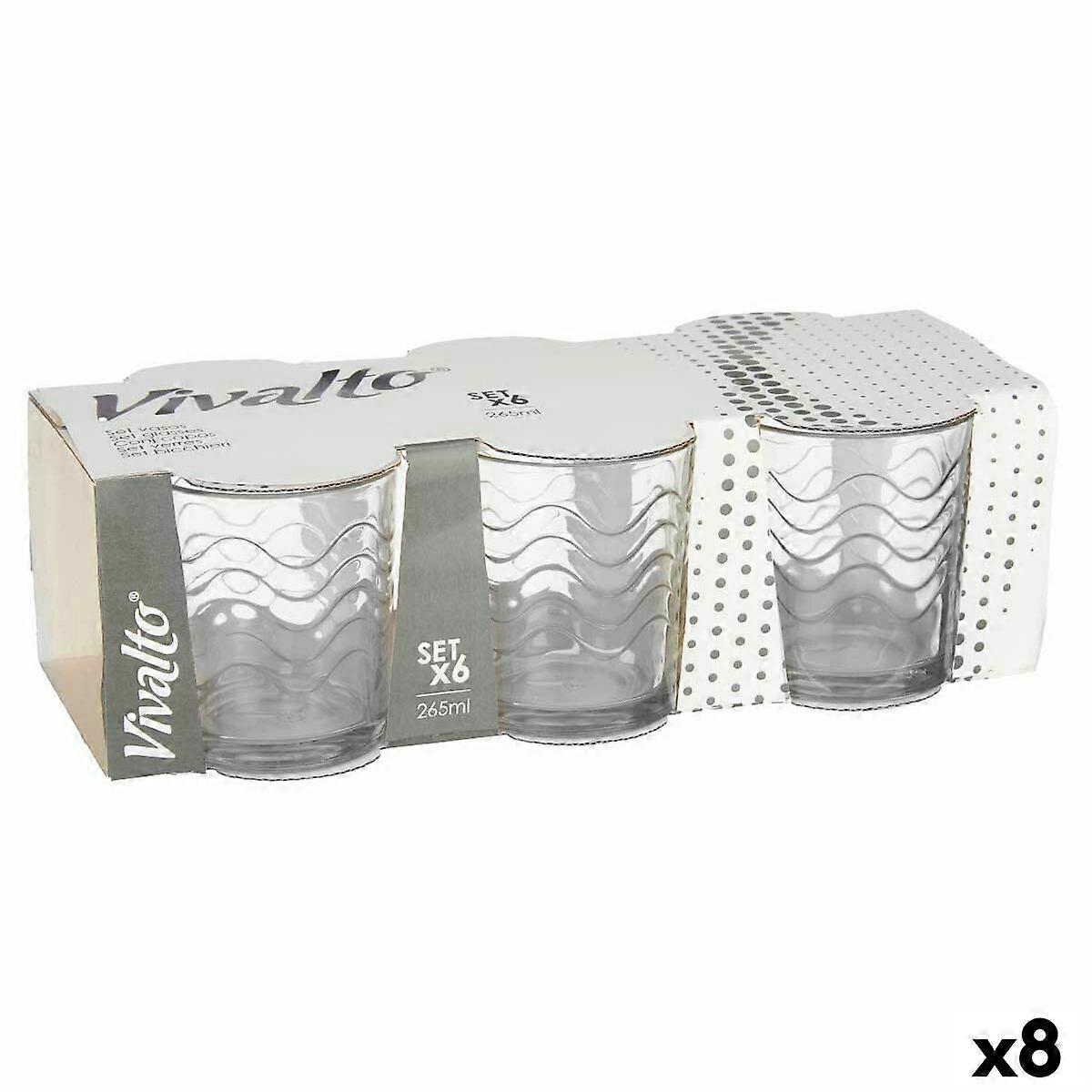 Set of glasses Vivalto Transparent Glass Waves 265 ml (8 Units)