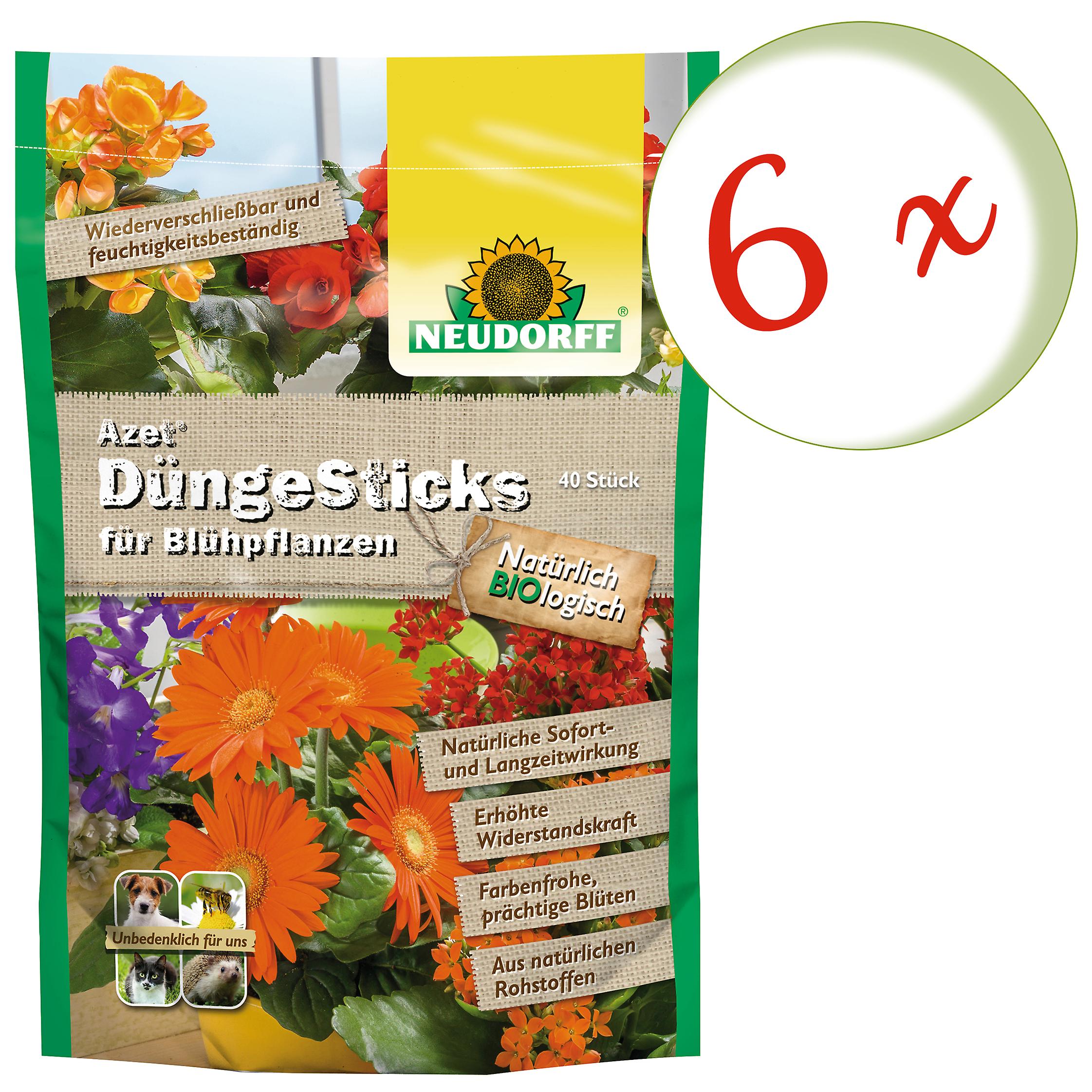 6 x NEUDORFF Azet® fertilizer sticks for flowering plants, 40 sticks