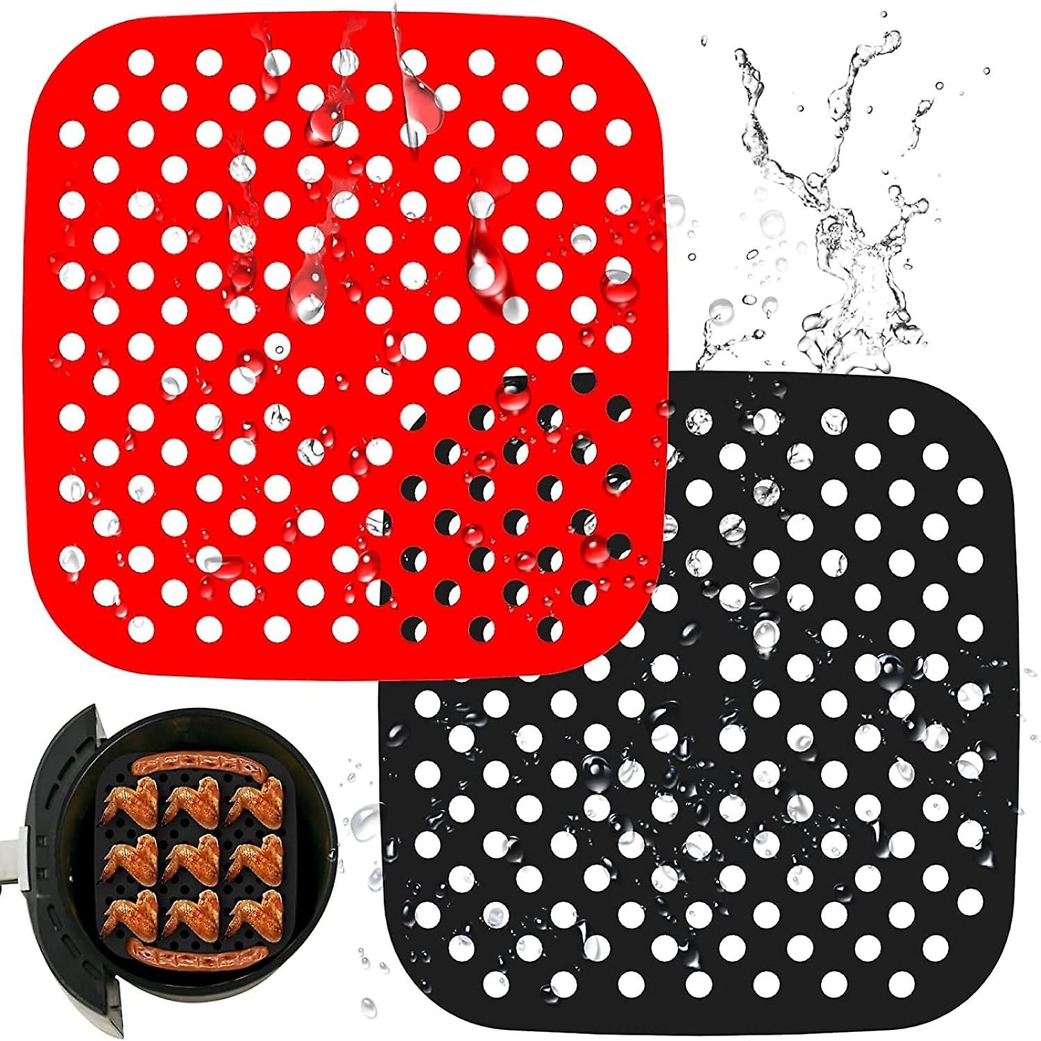 2pcs Silicone Air Fryer Mats, Reusable, 21.5cm