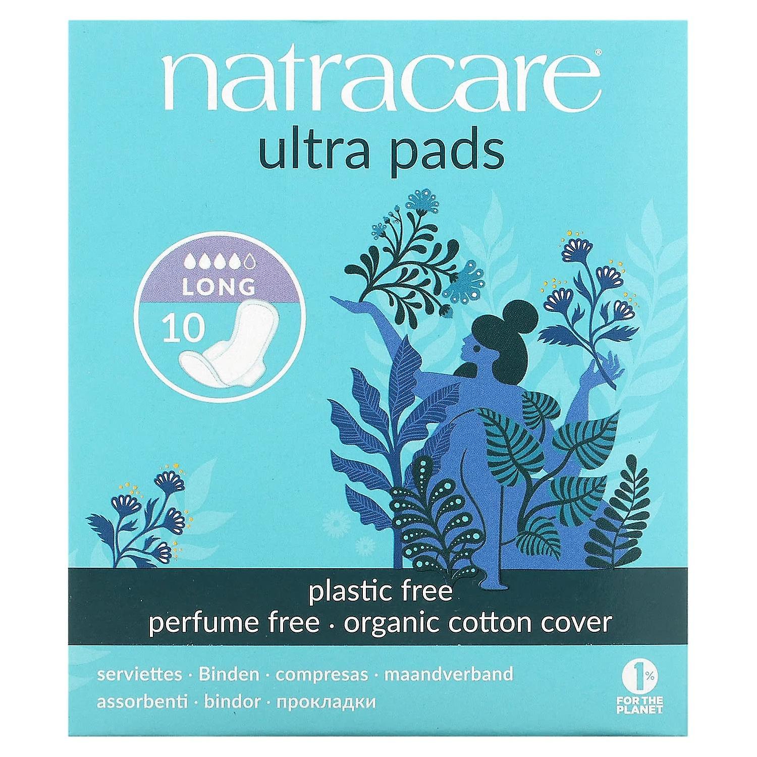Natracare， Ultra Pads，有机棉罩，长款，10 片