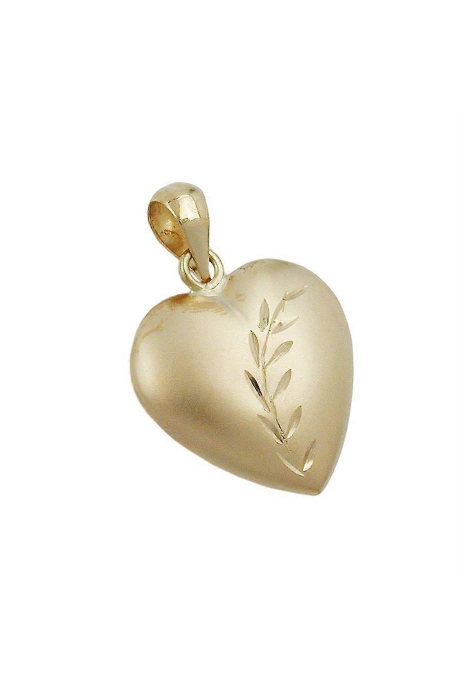 Pendant 14x14mm Heart With Cut Matte Shiny 9k Gold - Gl430824