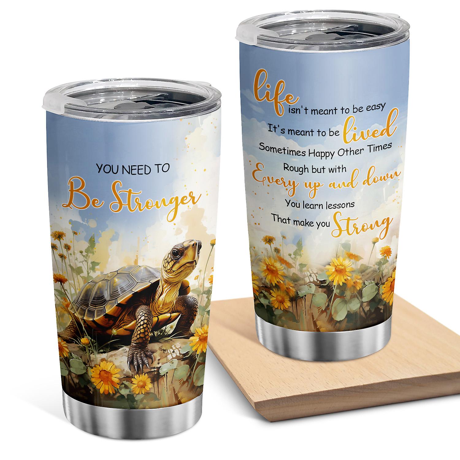 Oasisdream 20oz Turtle Print Tumbler Double Wall Vacuum Insulated Cup for Coffee and Tea