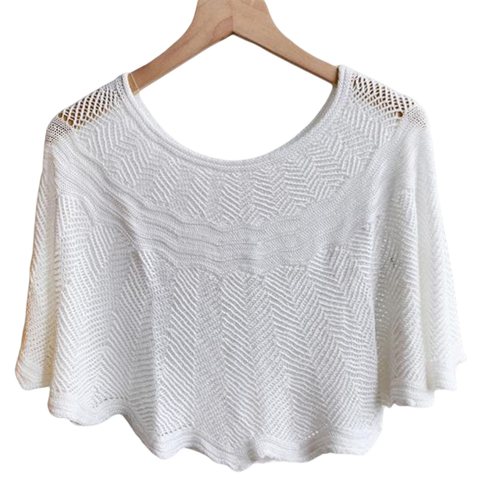 Knitted Sun-Proof Shawl Women Cool Breathable Hollow Lace Appliques Shawls