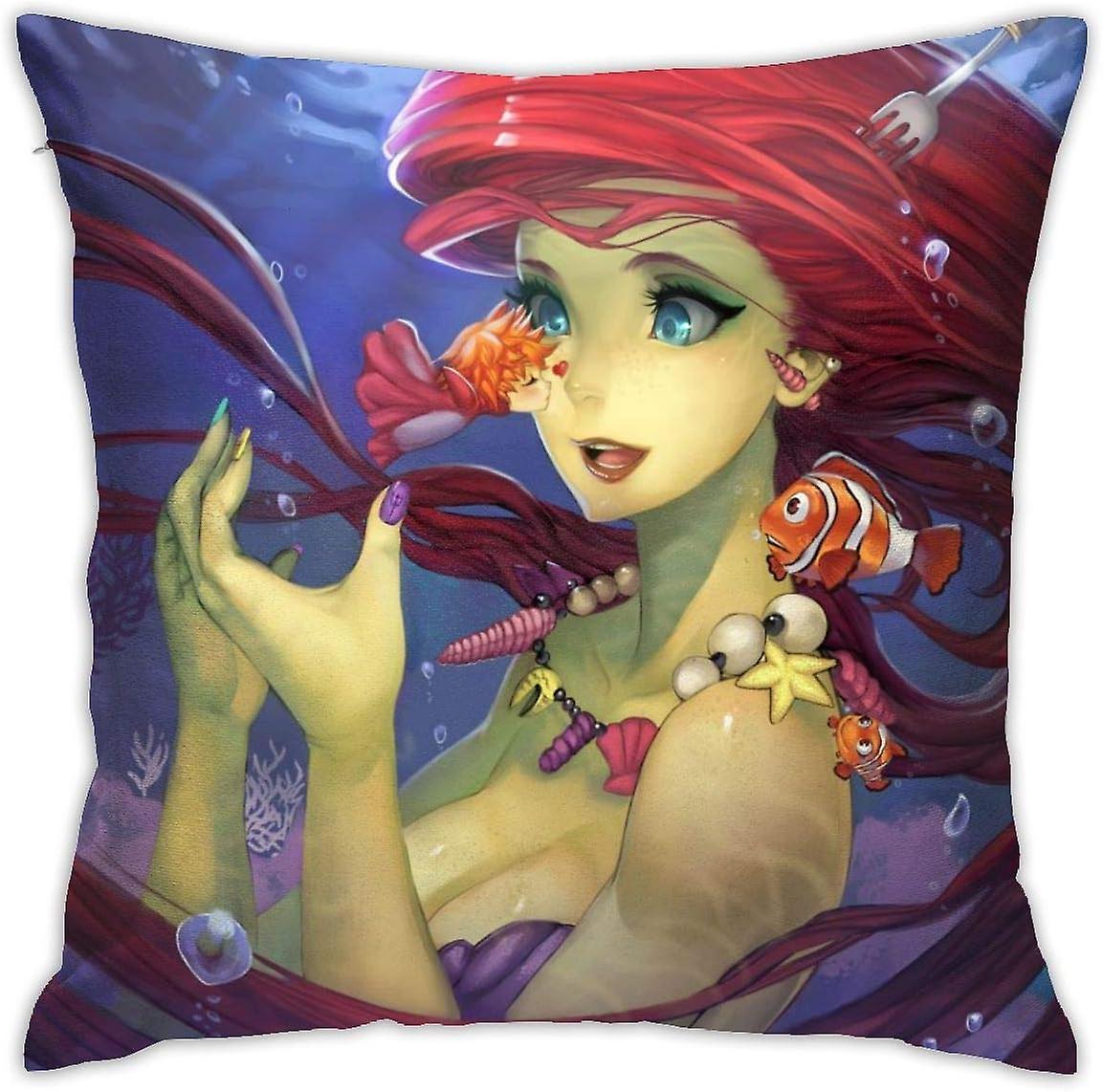 アニメマーメイドポニョスロー枕カバーリビングルームソファソファベッドソフト枕カバー45CM * 45CM AA-4558のための装飾的なコットンピロアーゼ