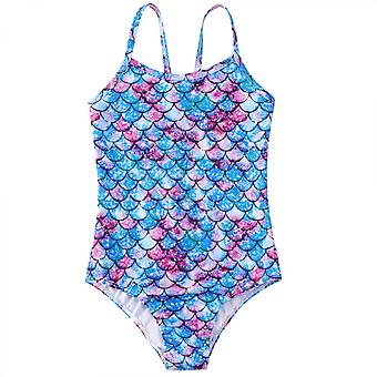 Veeki Girls One Piece Swimsuits Bathing Suits for Kids Cross Back Swimwear Beach Summer Swim Suits for 3-10 Years,140cm YY-184